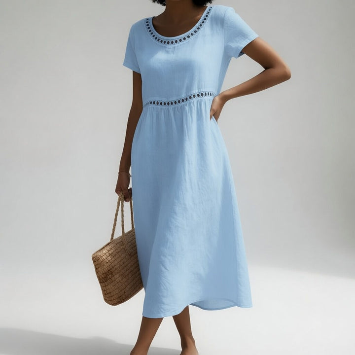 LIVIA | EMBROIDERED DETAIL MIDI DRESS FOR WOMEN