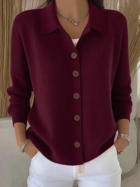CELINE | BUTTON-FRONT COLLARED CARDIGAN FOR WOMEN