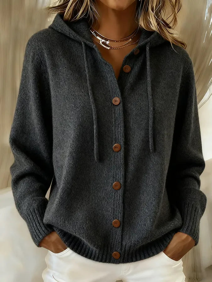 GRETA | COZY BUTTON CARDIGAN HOODIE FOR WOMEN