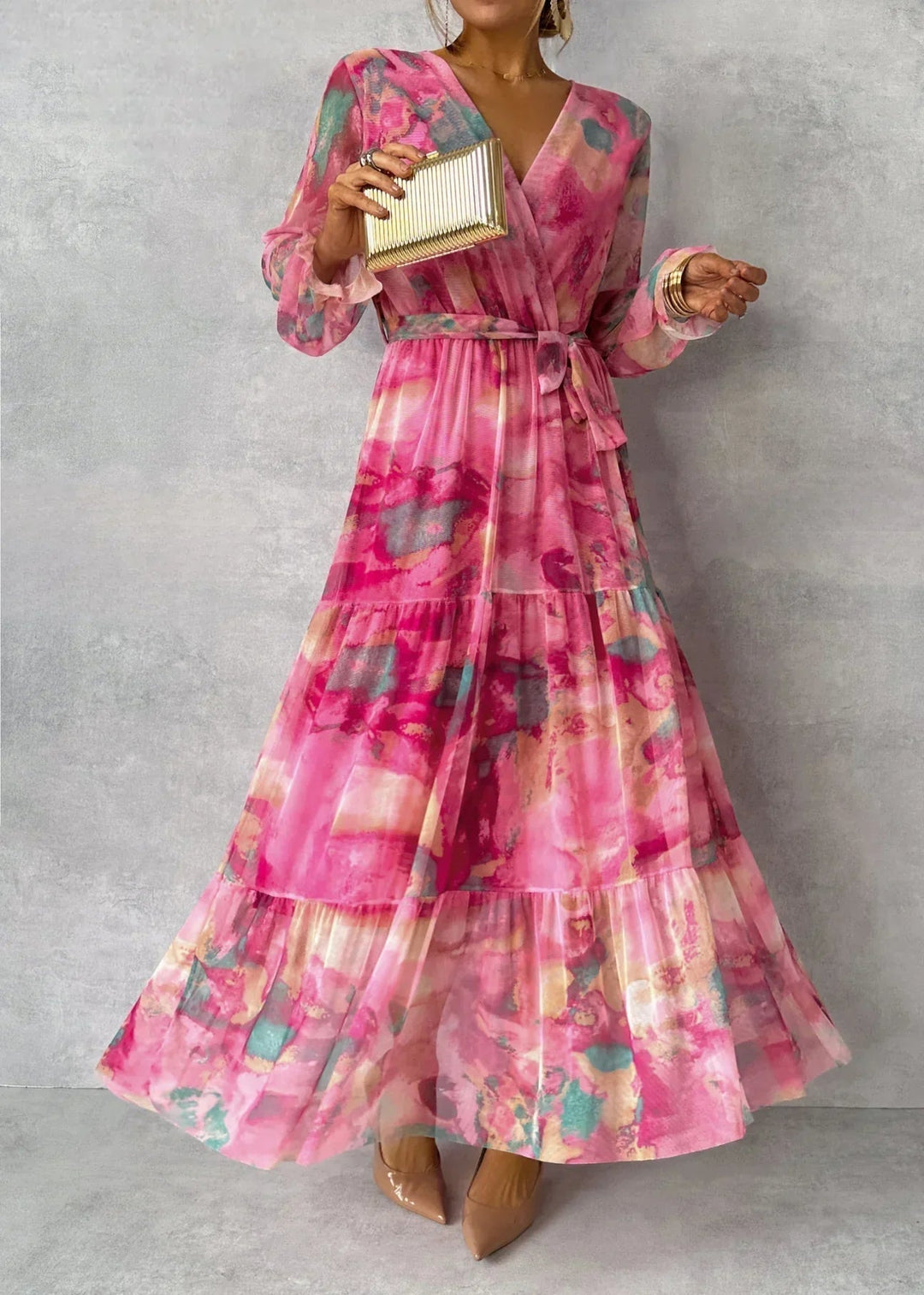 GRETA | WRAP FLORAL PRINT DRESS FOR WOMEN