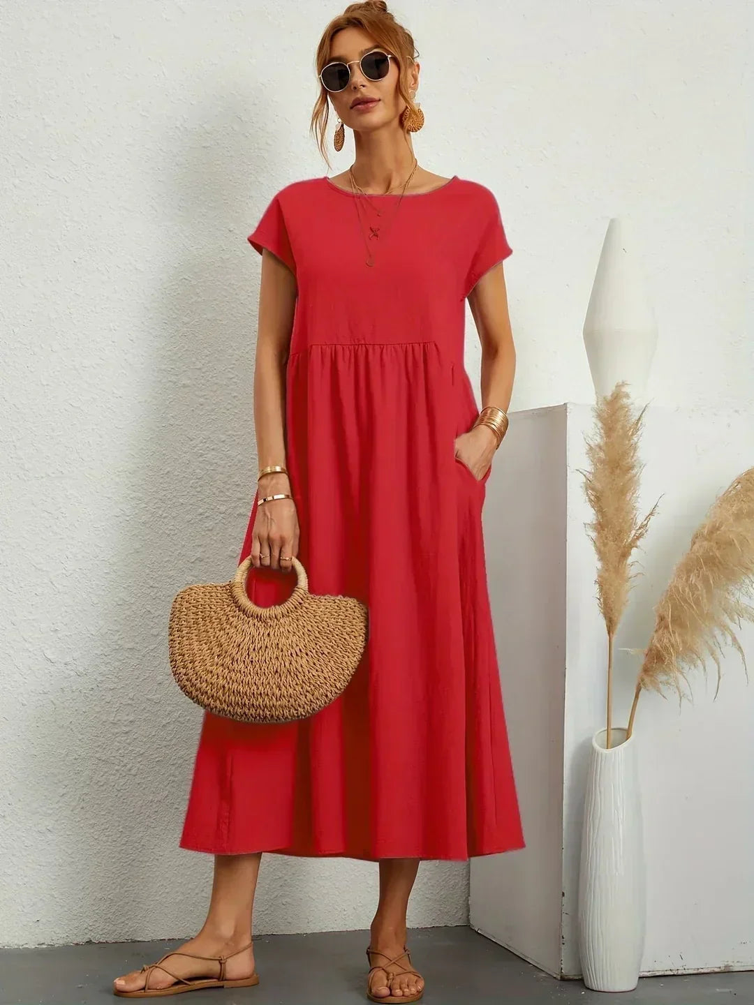 PIA | WHITE MIDI DRESS FOR WOMEN