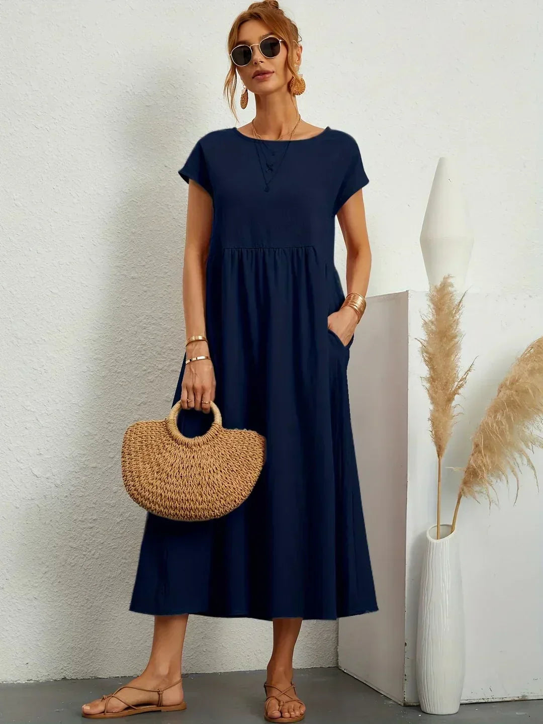 PIA | WHITE MIDI DRESS FOR WOMEN