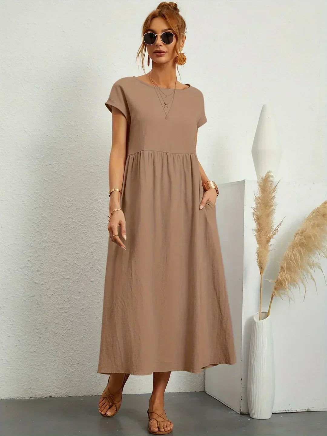 PIA | WHITE MIDI DRESS FOR WOMEN