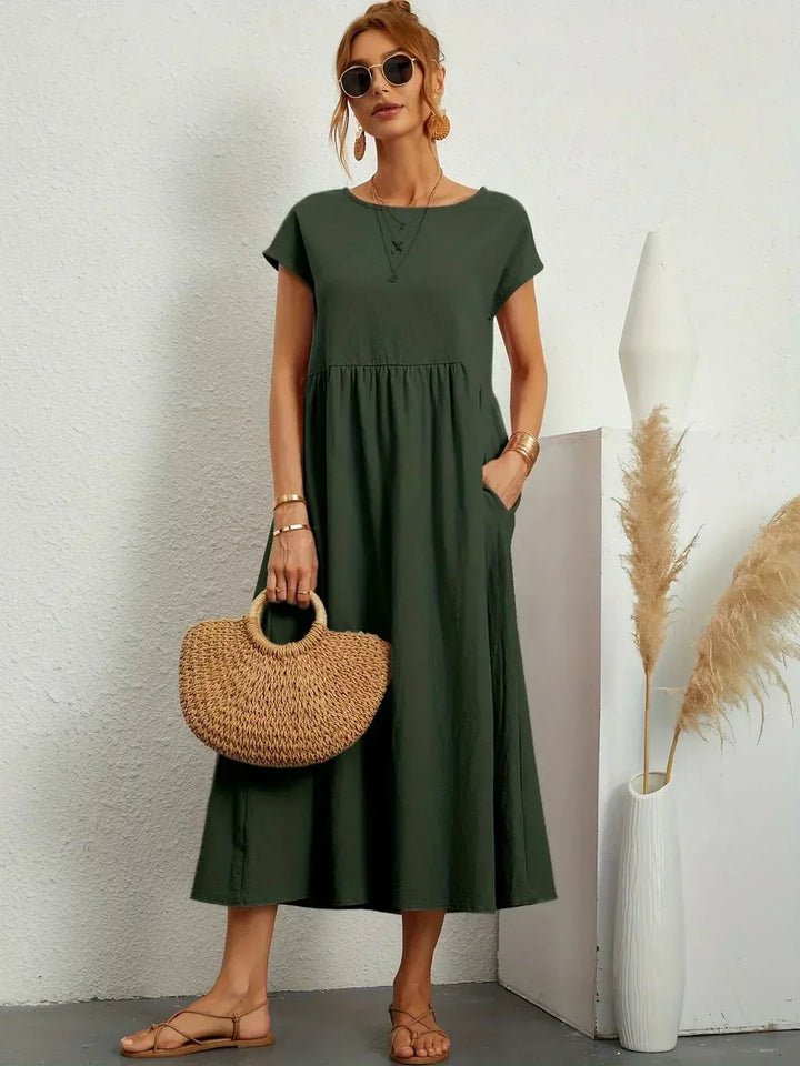 PIA | WHITE MIDI DRESS FOR WOMEN