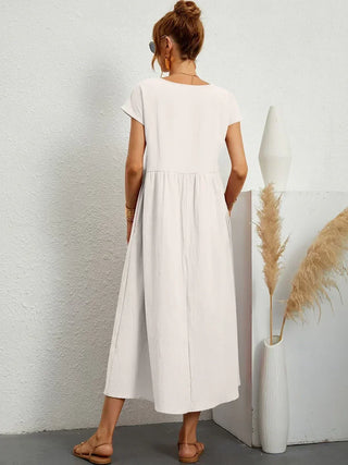 PIA | WHITE MIDI DRESS FOR WOMEN