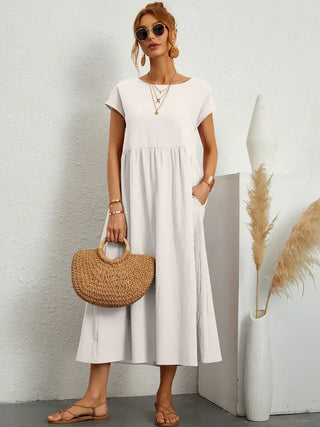 PIA | WHITE MIDI DRESS FOR WOMEN