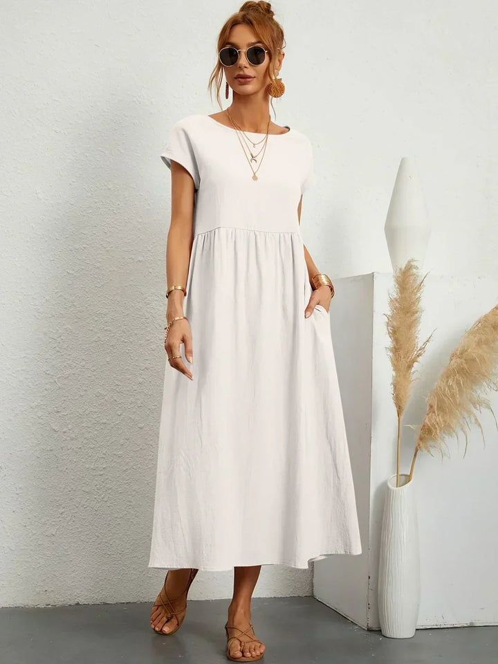 PIA | WHITE MIDI DRESS FOR WOMEN