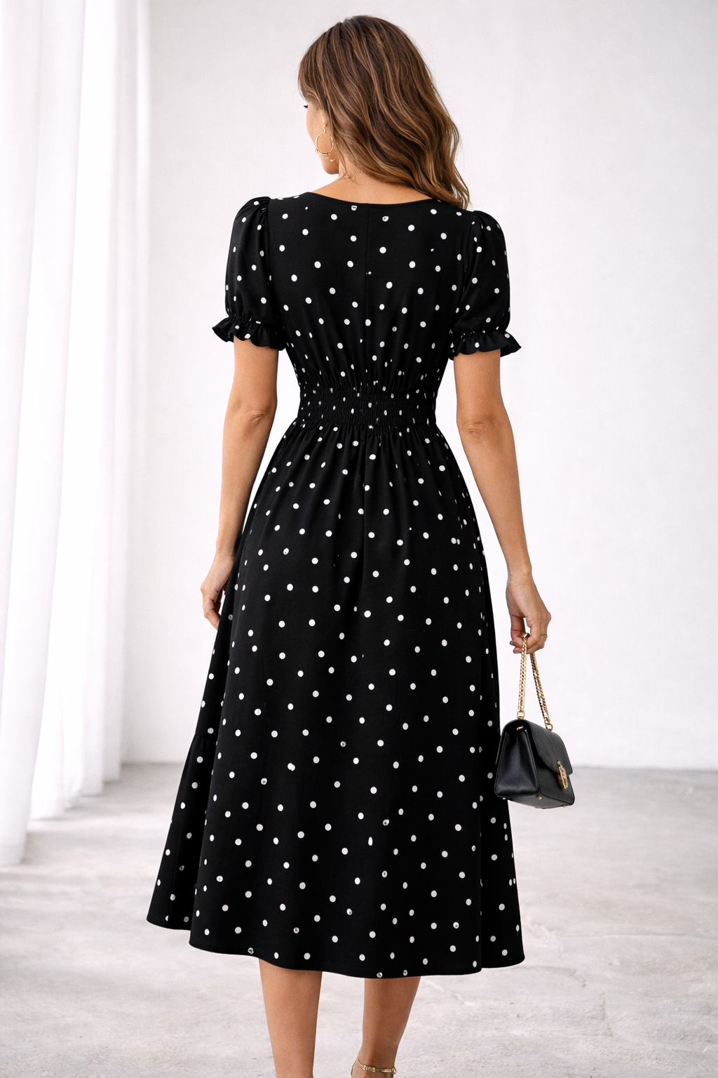 NELLA | POLKA DOT MIDI DRESS FOR WOMEN