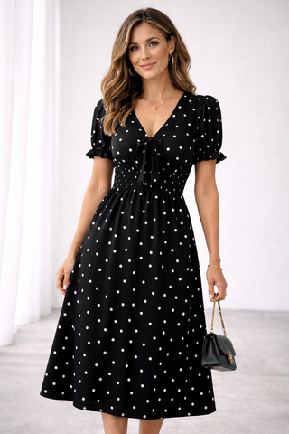NELLA | POLKA DOT MIDI DRESS FOR WOMEN
