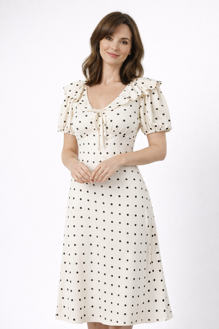 NELLA | POLKA DOT MIDI DRESS FOR WOMEN