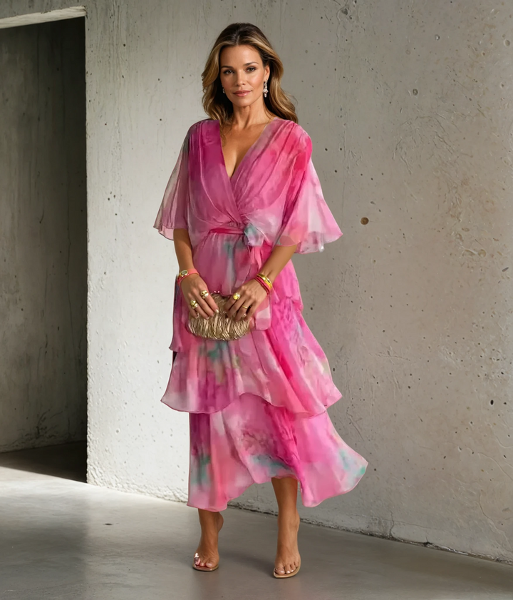 VIOLET | GRACE LAYERED FLORAL DRESS FOR WOMEN