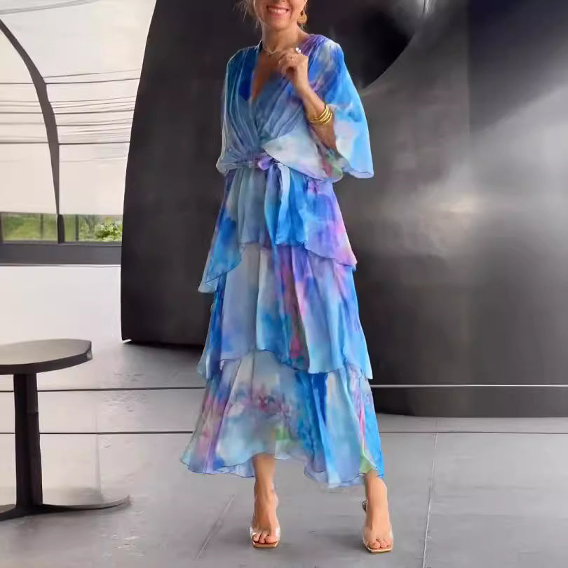 VIOLET | GRACE LAYERED FLORAL DRESS FOR WOMEN