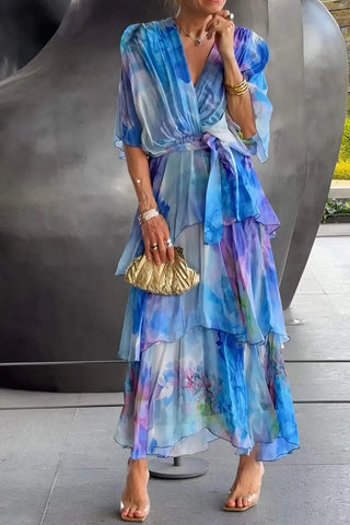 VIOLET | GRACE LAYERED FLORAL DRESS FOR WOMEN