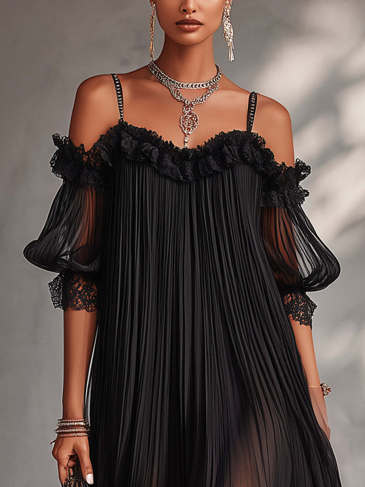AURORE | LONG CHIFFON V-NECK DRESS FOR WOMEN