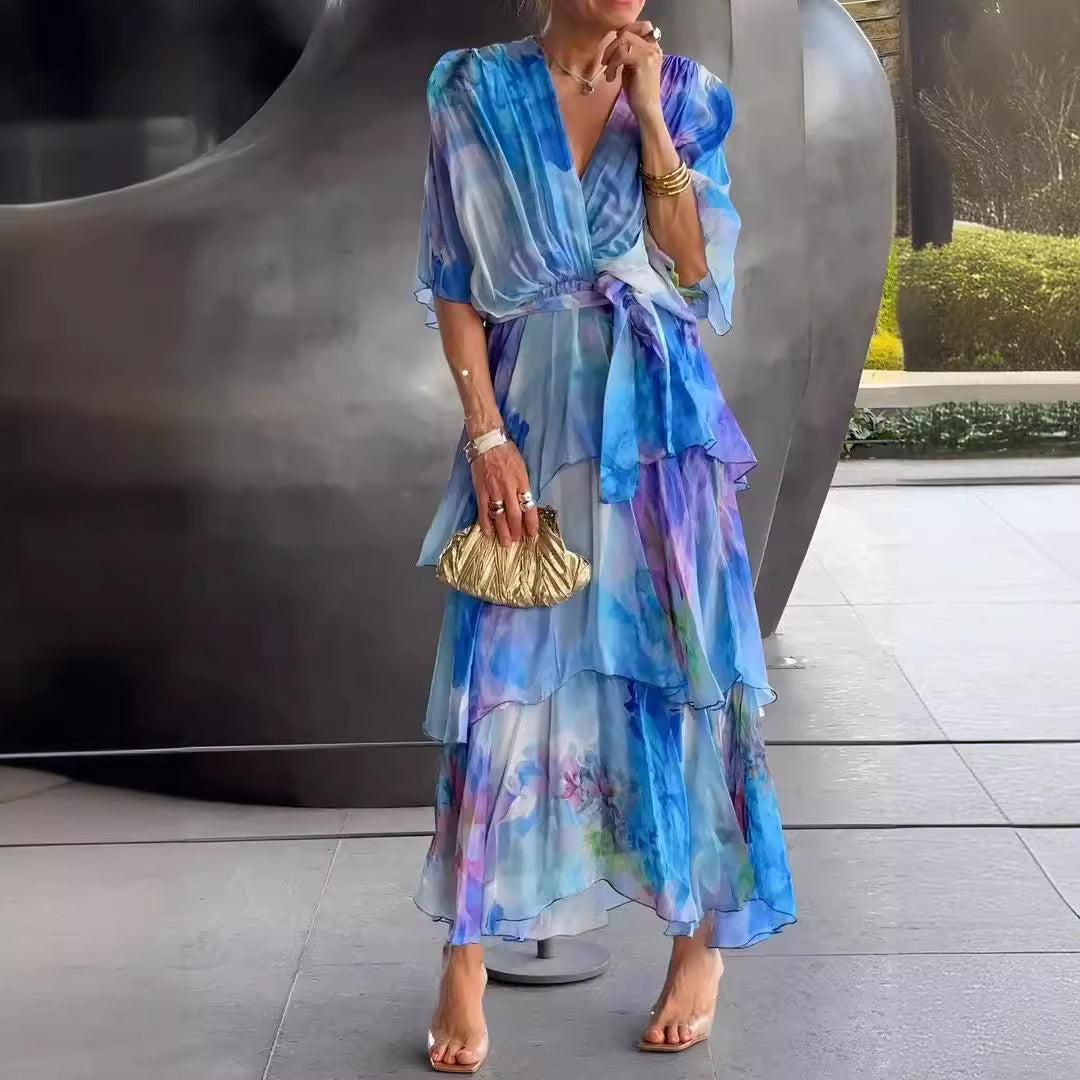 VIOLET | GRACE LAYERED FLORAL DRESS FOR WOMEN