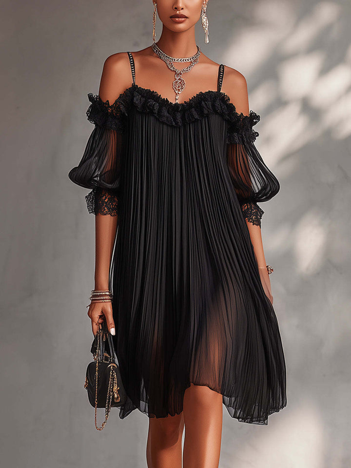 AURORE | LONG CHIFFON V-NECK DRESS FOR WOMEN