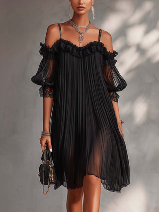AURORE | LONG CHIFFON V-NECK DRESS FOR WOMEN