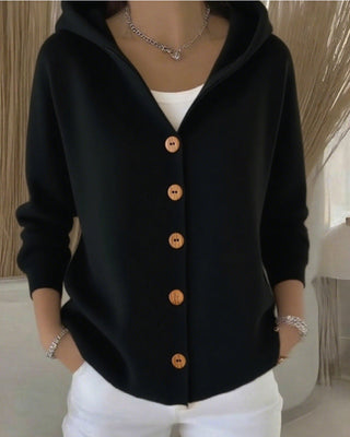 HELENA | HOODED BUTTON-UP KNIT CARDIGAN FOR WOMEN