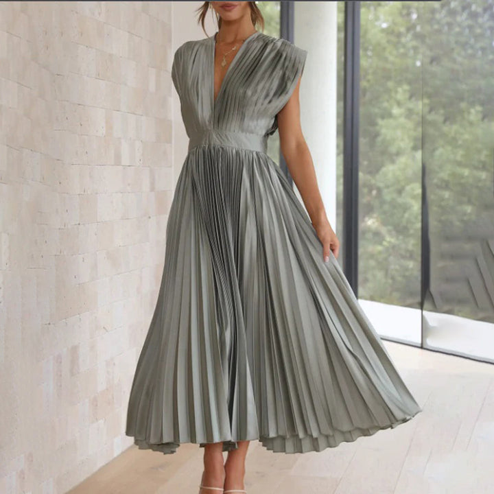 EDITH | TIMELESS PLEATED MIDI DRESS FOR WOMEN