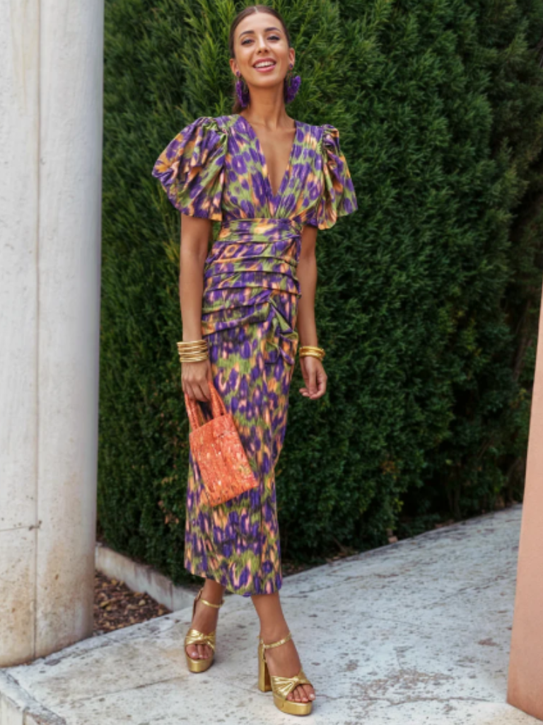 VIVIENNE | VIVID PLEATED MIDI DRESS FOR WOMEN