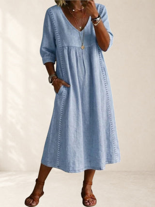 FREYA | RELAXED POCKET MIDI DRESS FOR WOMEN