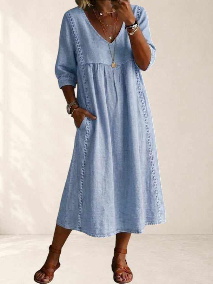 FREYA | RELAXED POCKET MIDI DRESS FOR WOMEN