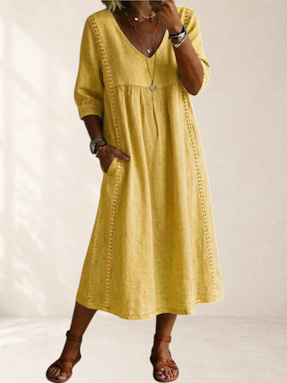 FREYA | RELAXED POCKET MIDI DRESS FOR WOMEN