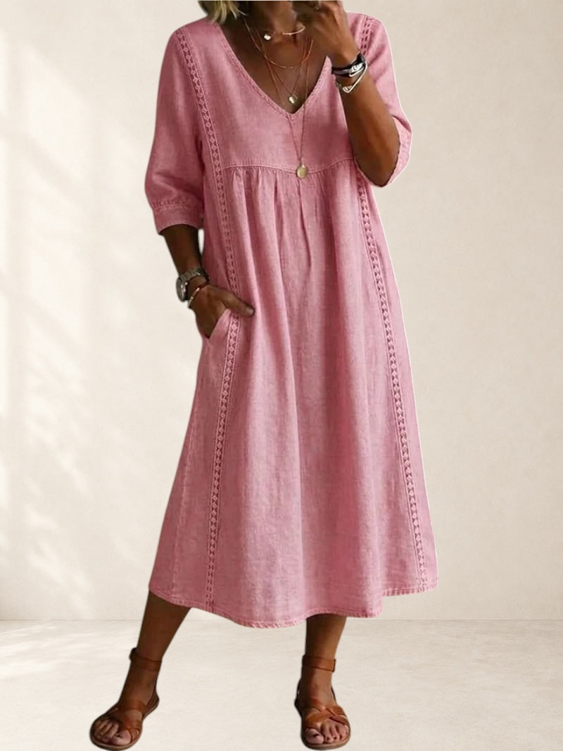 FREYA | RELAXED POCKET MIDI DRESS FOR WOMEN