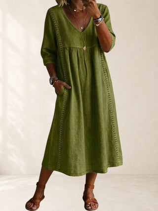 FREYA | RELAXED POCKET MIDI DRESS FOR WOMEN