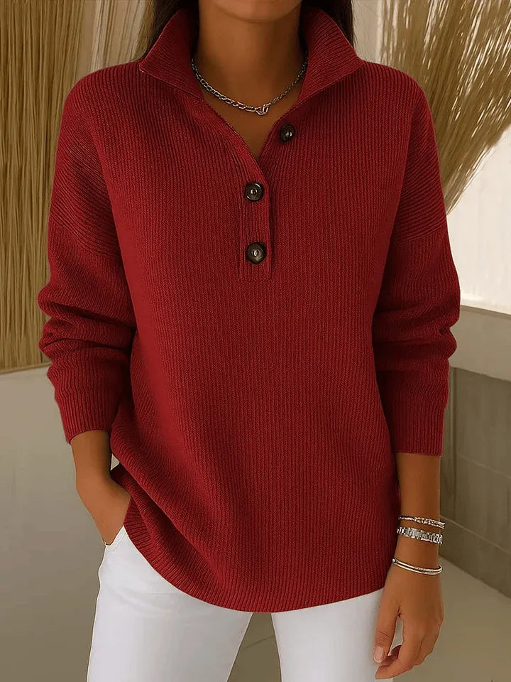 STEFANIA | V-NECK POLO SWEATER FOR WOMEN