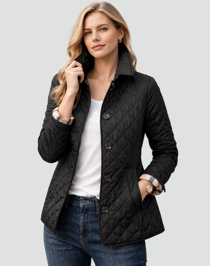 AINSLEY | PLAID-LINED QUILTED JACKET FOR WOMEN