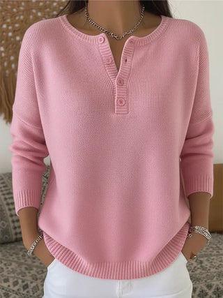 MATHILDE | HENLEY BUTTON-UP KNIT SWEATER FOR WOMEN