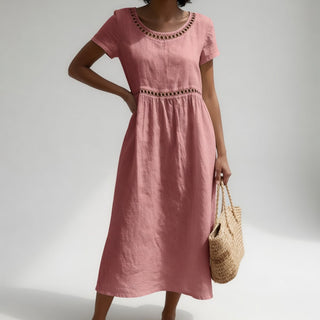 LIVIA | EMBROIDERED DETAIL MIDI DRESS FOR WOMEN