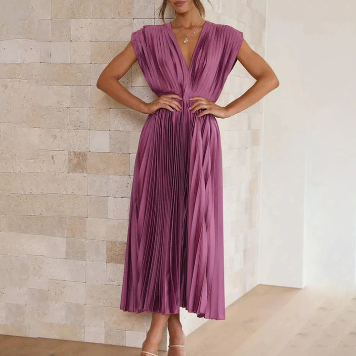 EDITH | TIMELESS PLEATED MIDI DRESS FOR WOMEN