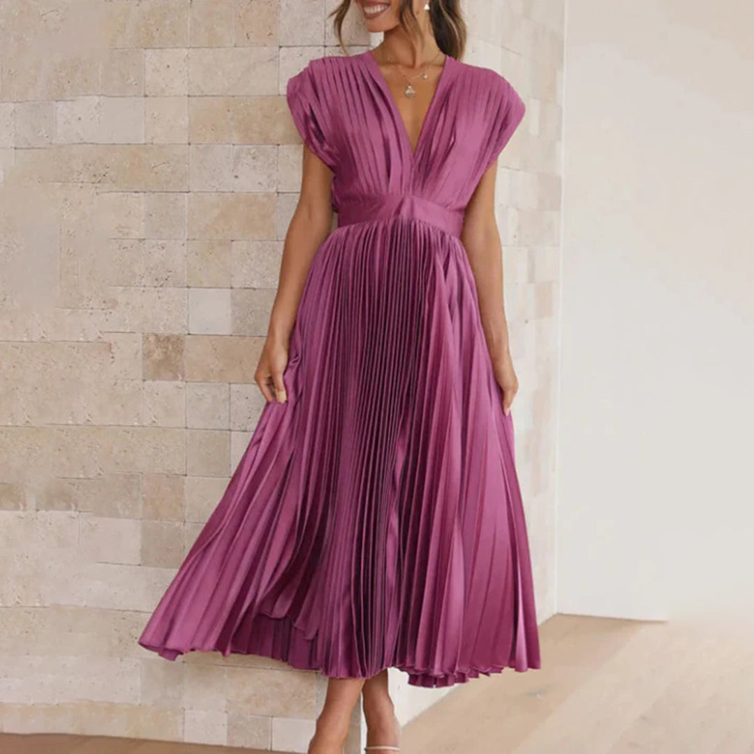 EDITH | TIMELESS PLEATED MIDI DRESS FOR WOMEN