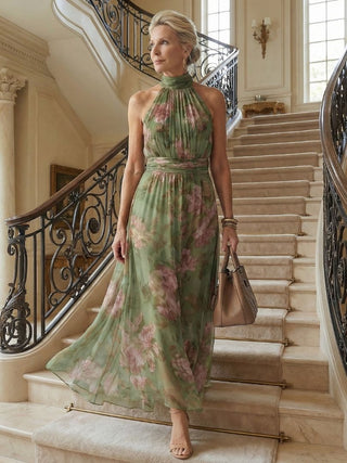 MIRELLE | GATHERED HALTER MIDI DRESS FOR WOMEN