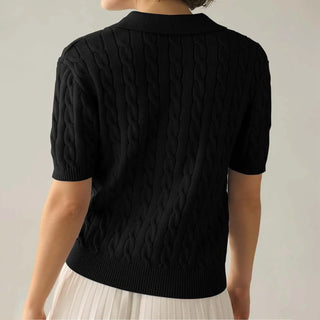 WHITNEY | CABLE KNIT POLO TOP FOR WOMEN