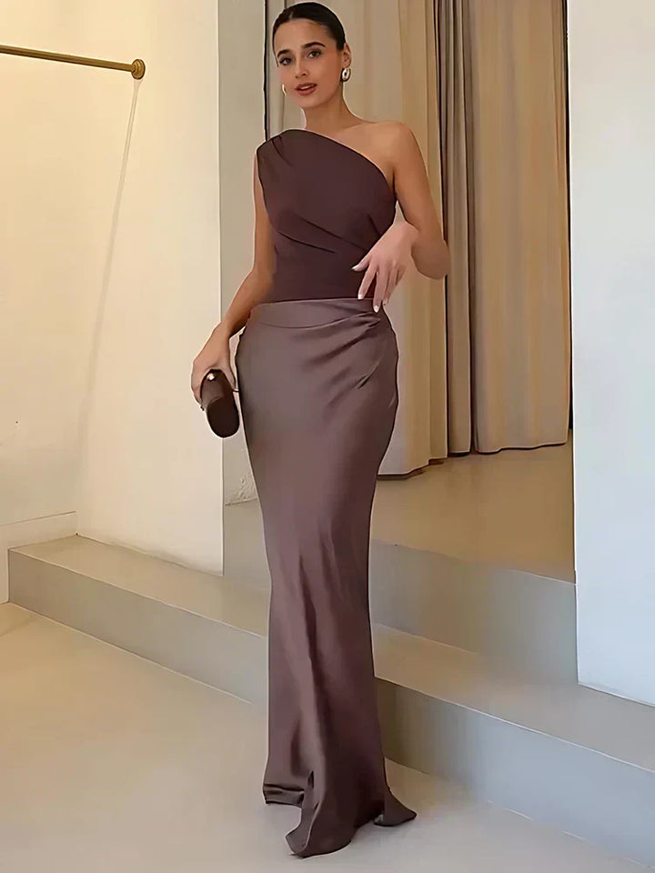 LAVINIA | MAXI GUILT SATIN DRESS FOR WOMEN