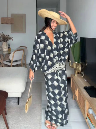 EVELINE | MONOCHROME PRINT MAXI DRESS FOR WOMEN