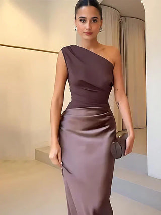 LAVINIA | MAXI GUILT SATIN DRESS FOR WOMEN