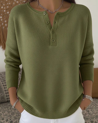 MATHILDE | HENLEY BUTTON-UP KNIT SWEATER FOR WOMEN
