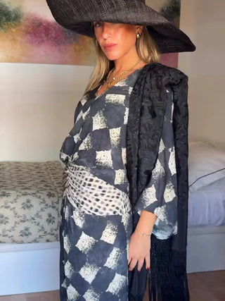 EVELINE | MONOCHROME PRINT MAXI DRESS FOR WOMEN