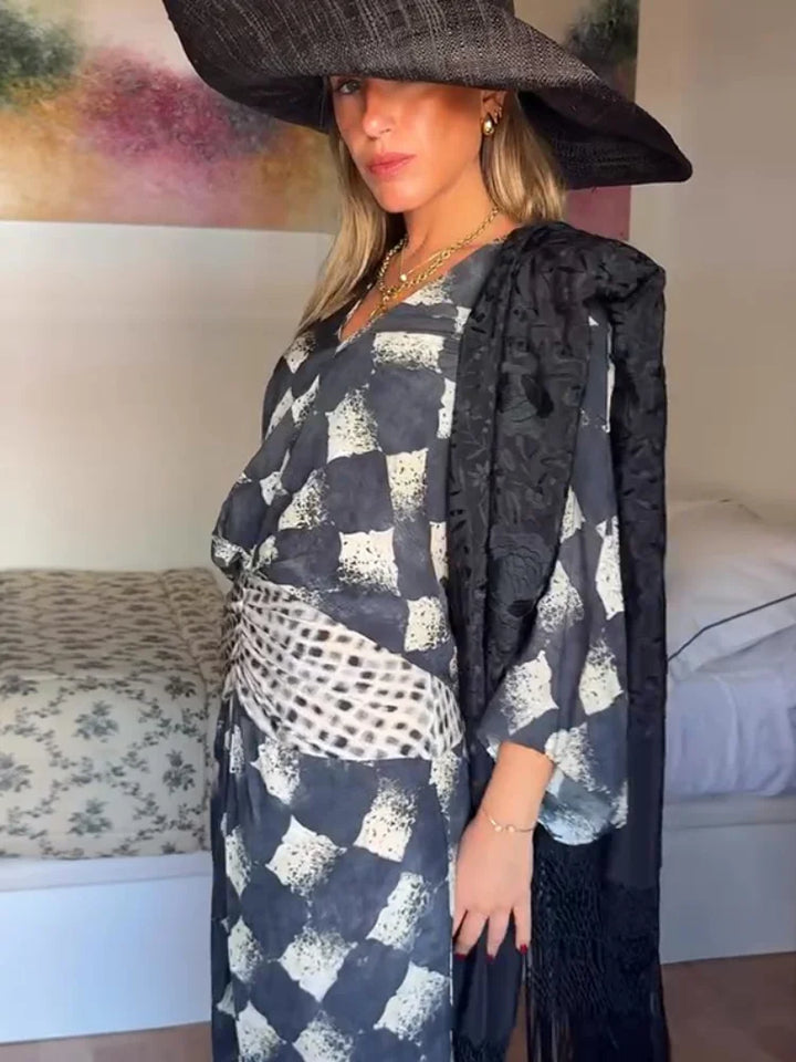 EVELINE | MONOCHROME PRINT MAXI DRESS FOR WOMEN