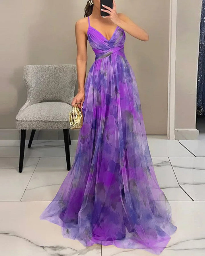 CAMILLA | WATERCOLOR CHIFFON MAXI DRESS FOR WOMEN