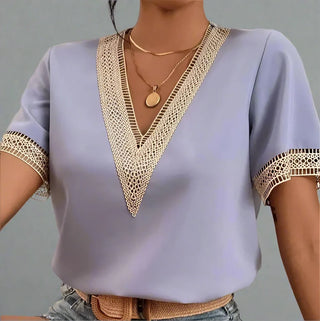 WAVERLY | LACEFRONT V-NECK TEE FOR WOMEN