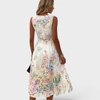 ZILLAH | LACE TRIM MIDI DRESS FOR WOMEN