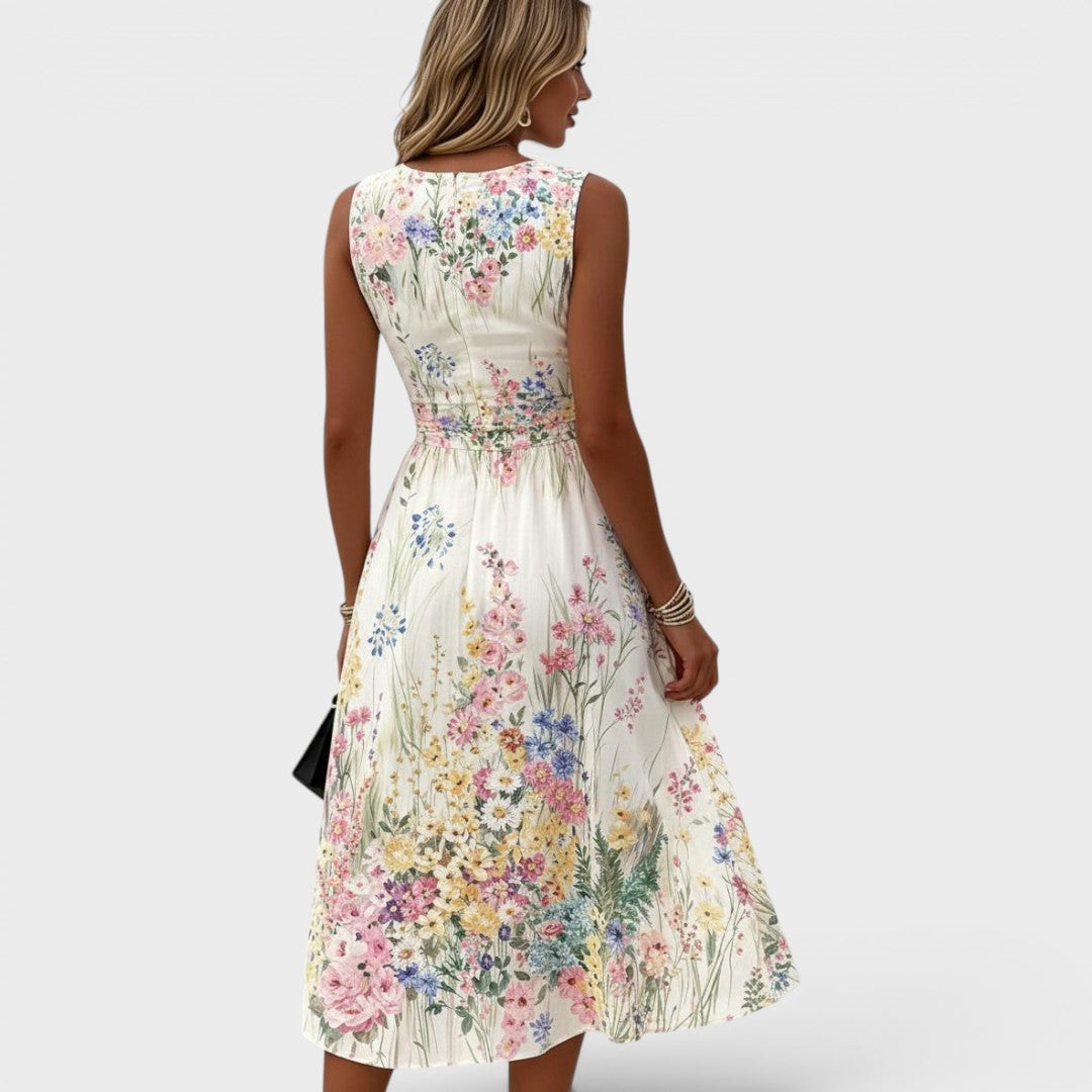 MARIELLE | SLEEVELESS FLORAL MIDI DRESS FOR WOMEN