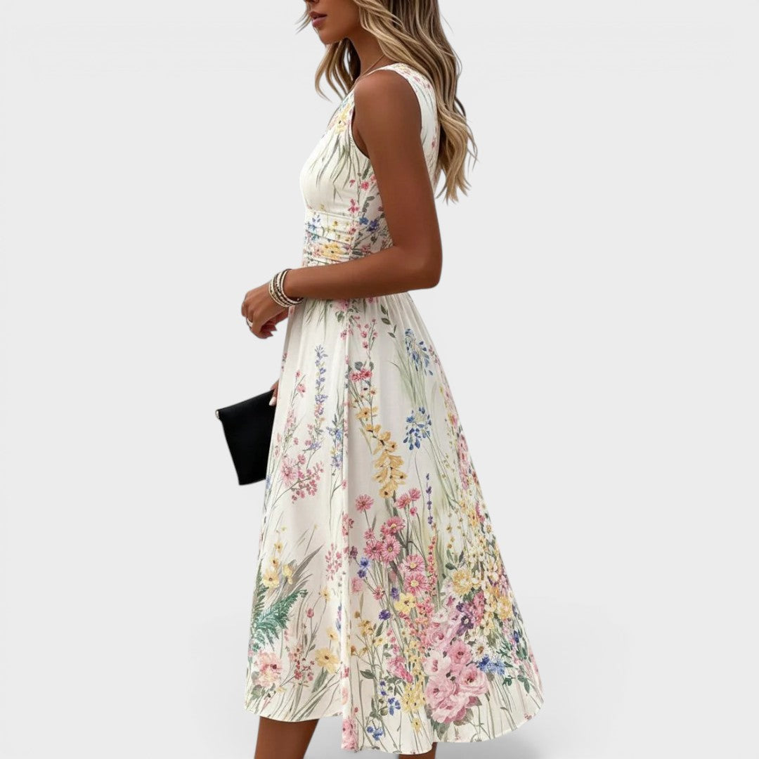 ZILLAH | LACE TRIM MIDI DRESS FOR WOMEN