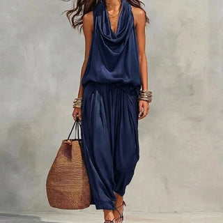 AMBRA | FLOWY DRAPED HALTER SET FOR WOMEN