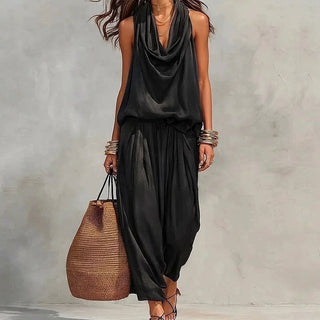 AMBRA | FLOWY DRAPED HALTER SET FOR WOMEN